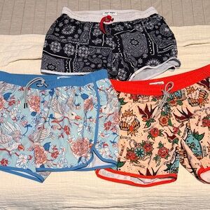 Maamgic Set of Three Patterned Retro Swim Shorts with 4 Way Stretch